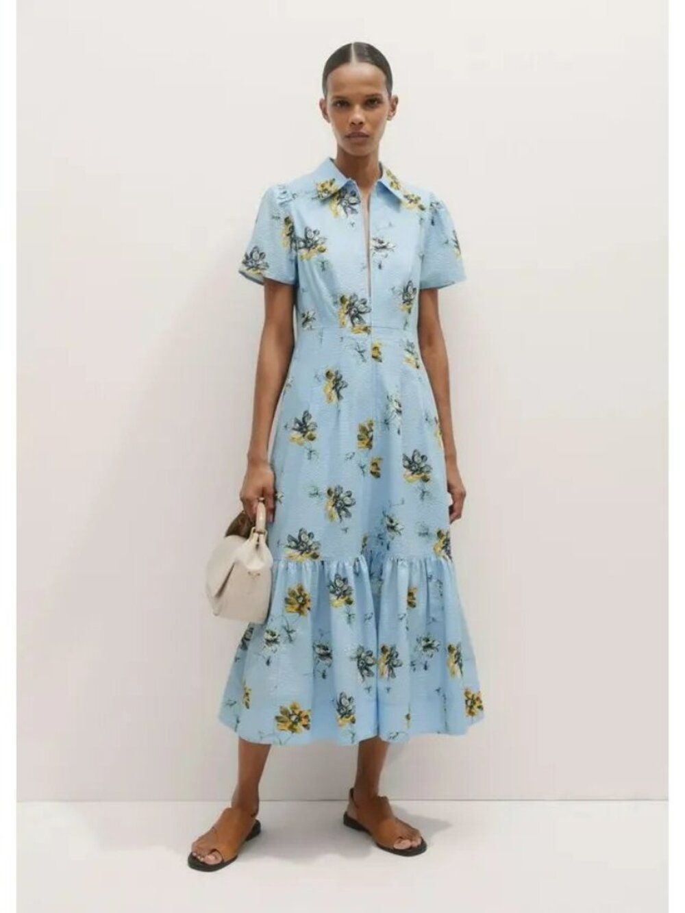 ME+EM Scattered Anemone Print Seersucker Midi Dress - Picture 10 of 14